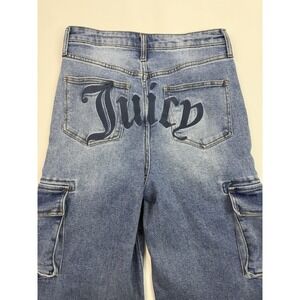 Juicy Couture Jeans Embrod Logo Butt Sz 11/30 Y2K Style High Rise Cargo Wide Leg